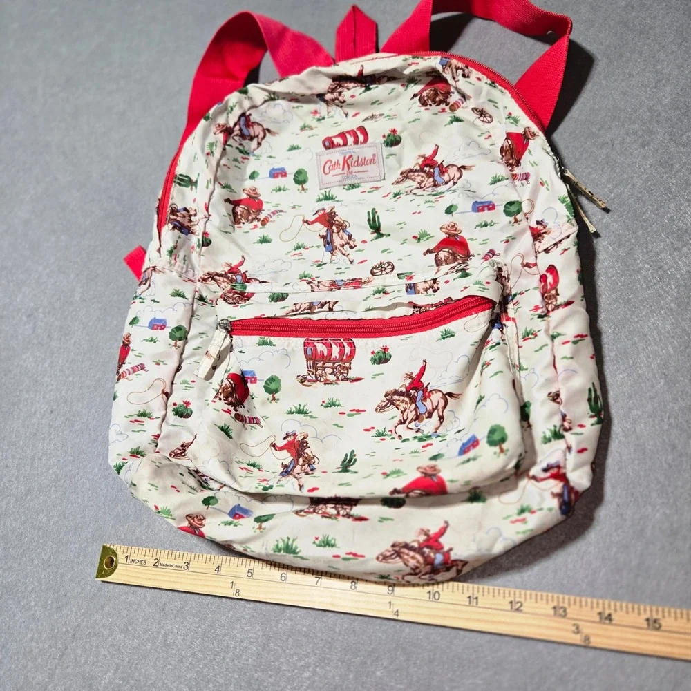 Cath Kidston Cowboy Western Print Backpack Red Cream Novelty Bag